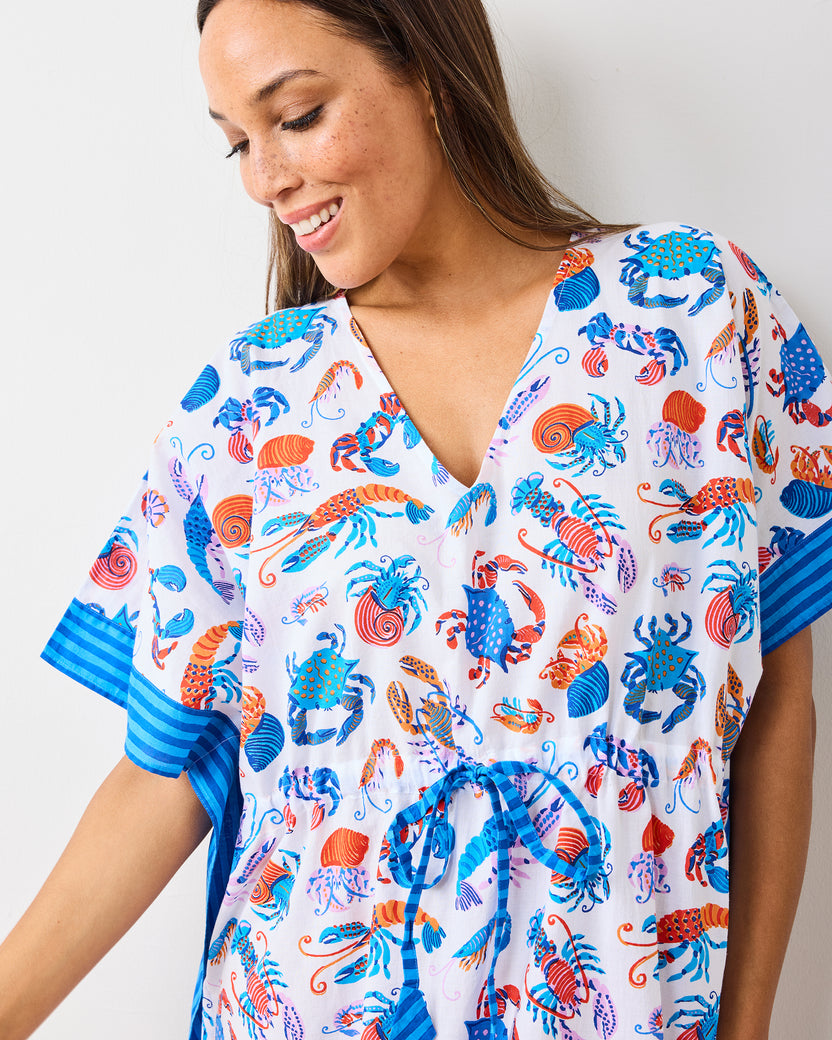 Pretty Pinchers - Let's Cruise Caftan - Mid Blue - Printfresh