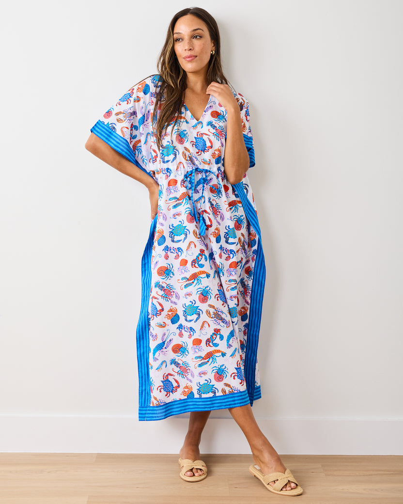 Pretty Pinchers - Let's Cruise Caftan - Mid Blue - Printfresh