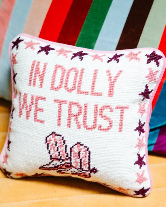 Pink Combo - Trust Dolly Needlepoint Pillow - Furbish Studio - Printfresh