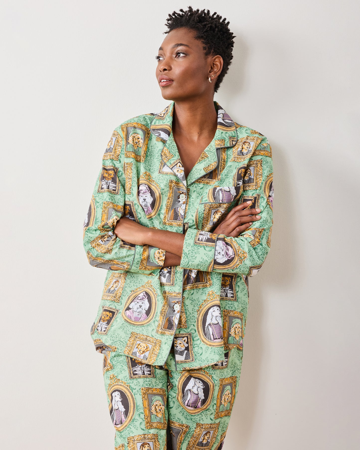 PF + Downton Abbey: The Grande Finale | Dogton Abbey - Petite Long PJ Set - Green - Printfresh