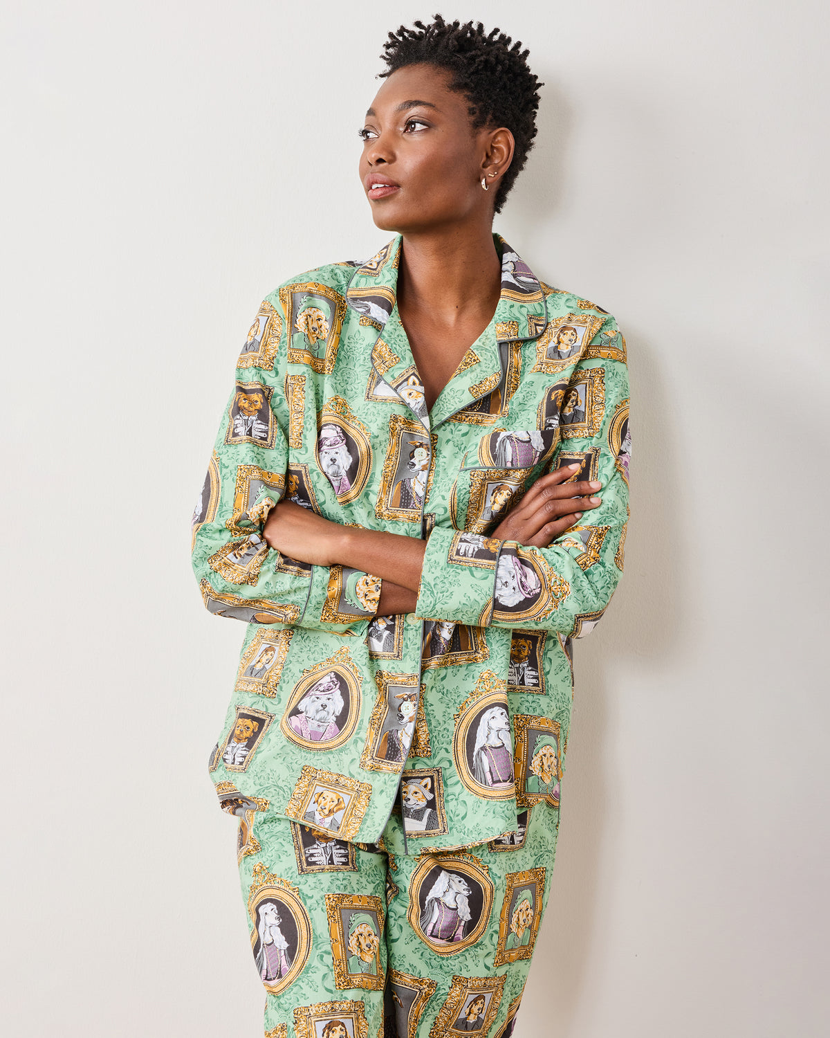 PF + Downton Abbey: The Grande Finale | Dogton Abbey - Petite Long PJ Set - Green - Printfresh