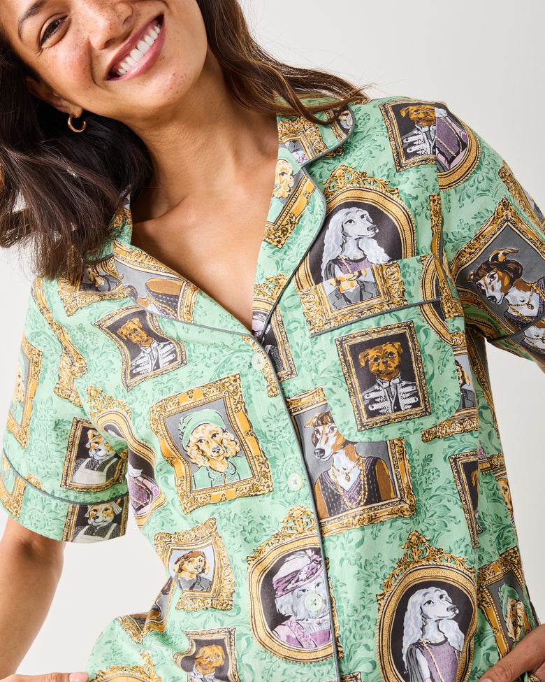 PF + Downton Abbey: The Grande Finale | Dogton Abbey - Short PJ Set - Green - Printfresh