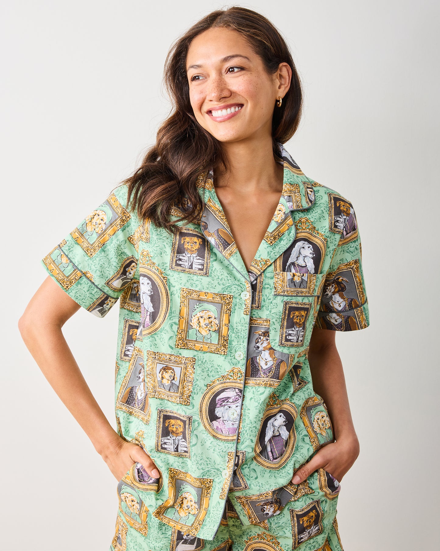 PF + Downton Abbey: The Grande Finale | Dogton Abbey - Short PJ Set - Green - Printfresh