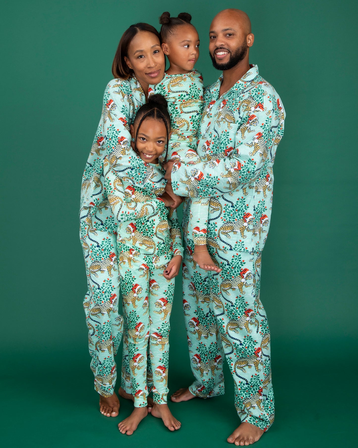 Holly Jolly Bagheera - Flannel Long Sleep Set - Frosted Mint - Printfresh