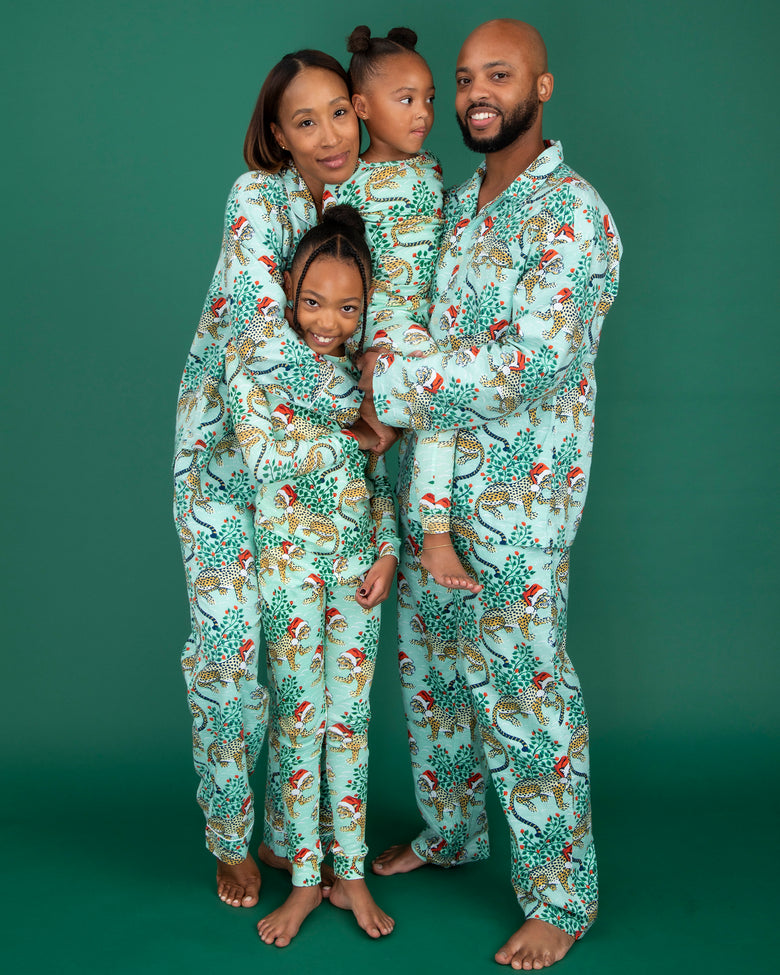 Holly Jolly Bagheera - Flannel Long Sleep Set - Frosted Mint - Printfresh