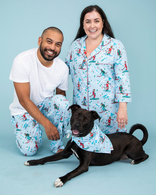 Hit the Slopes - Men's Flannel Pajama Pants - Frosted Lake - Printfresh