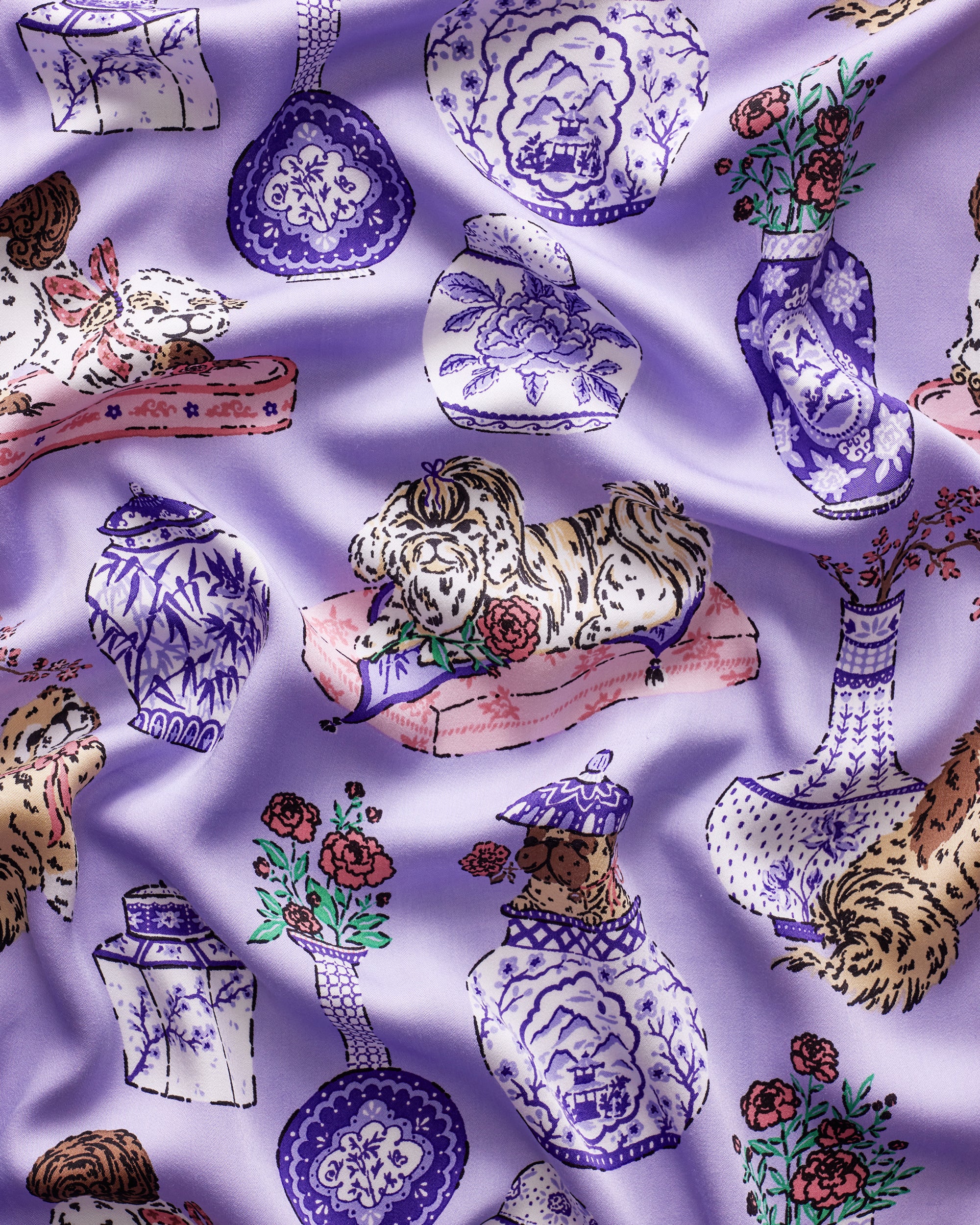 Fancy Dogs - Eco Satin Robe - Lavender Glaze – Printfresh