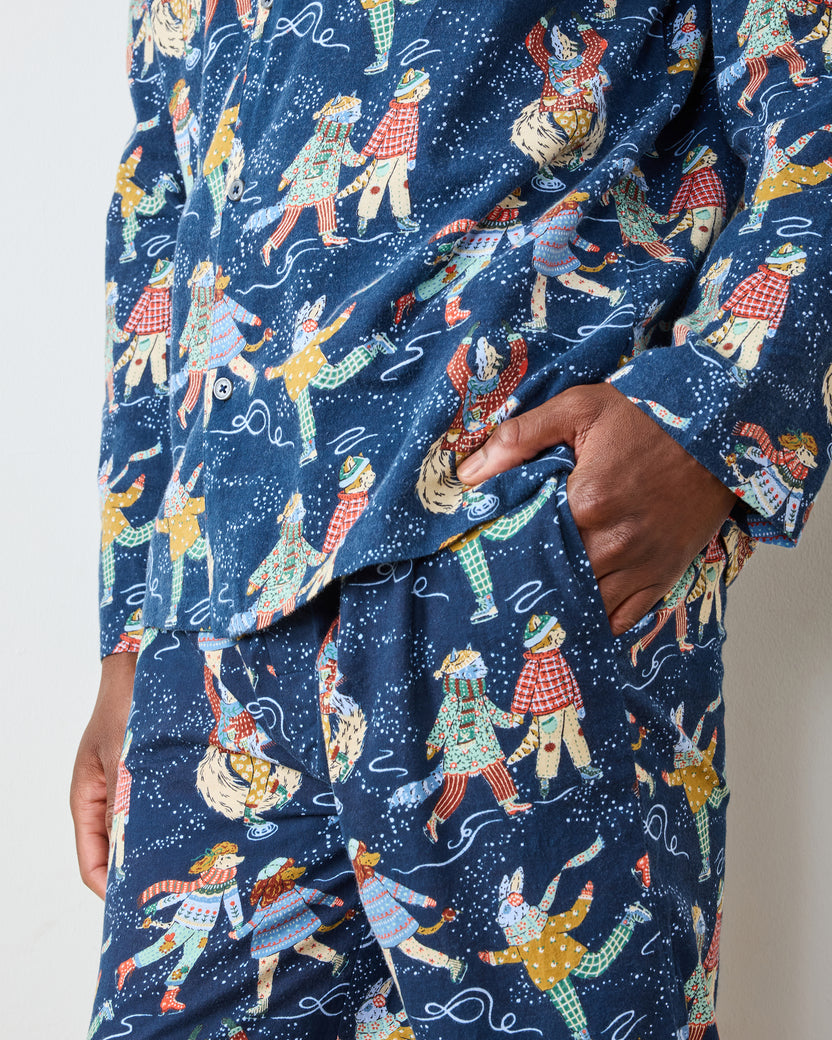 Figure Skaters - Men's Lightweight Flannel Long PJ Set - Frozen Pond - Printfresh
