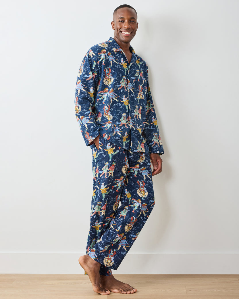 Figure Skaters - Men's Lightweight Flannel Long PJ Set - Frozen Pond - Printfresh