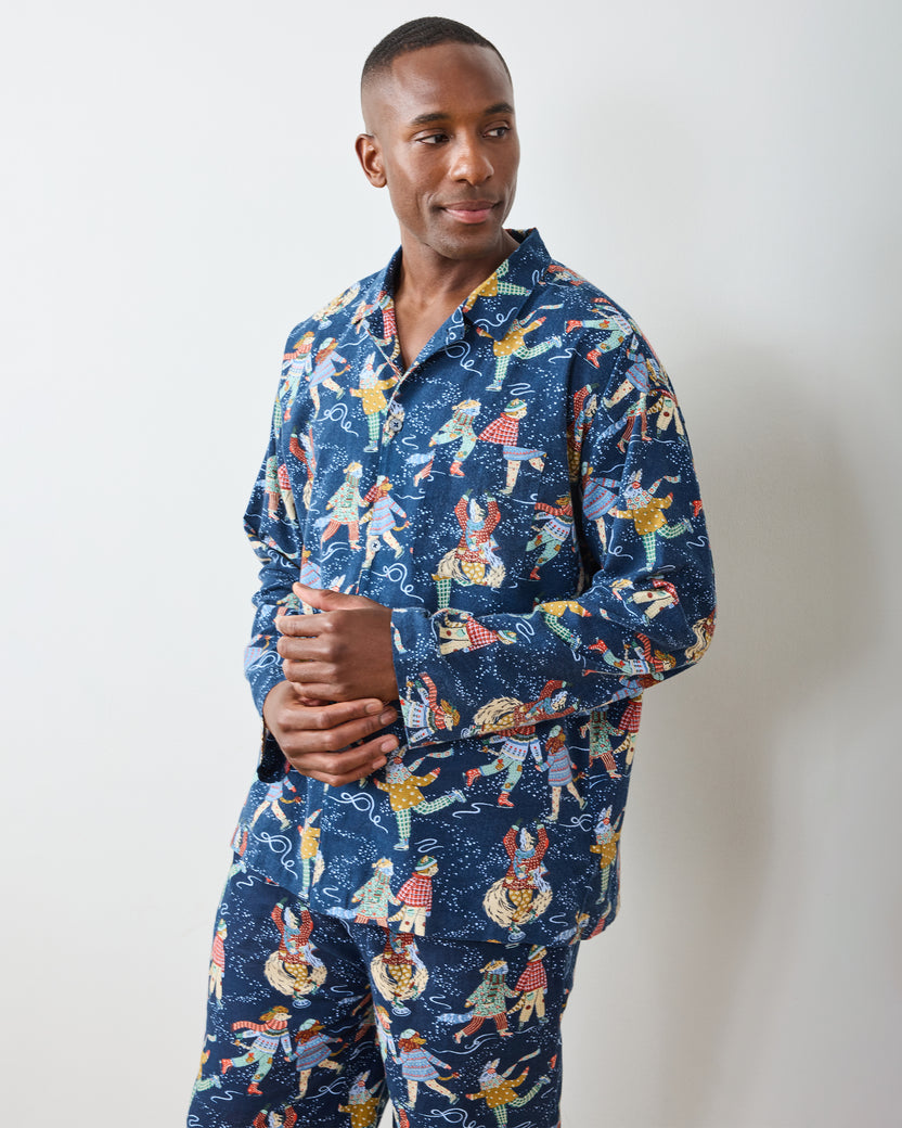 Figure Skaters - Men's Lightweight Flannel Long PJ Set - Frozen Pond - Printfresh
