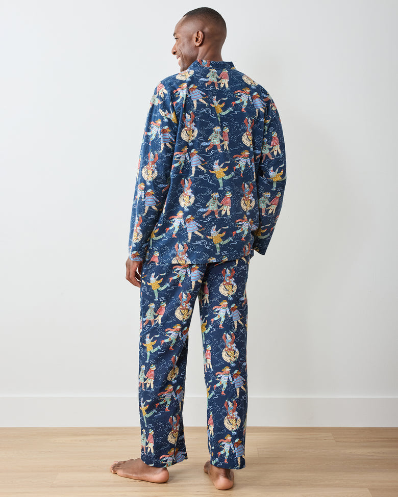 Figure Skaters - Men's Lightweight Flannel Long PJ Set - Frozen Pond - Printfresh