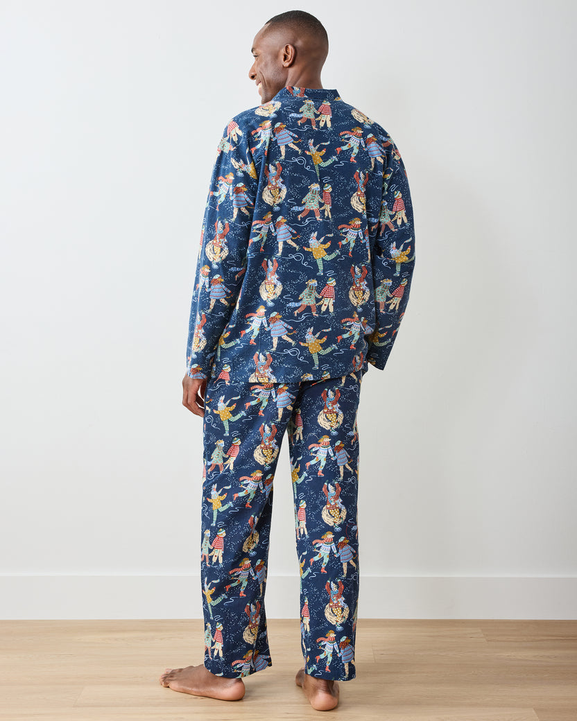 Figure Skaters - Men's Lightweight Flannel Long PJ Set - Frozen Pond - Printfresh