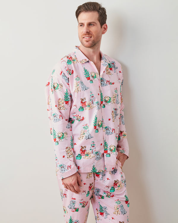 PF x The Hiltons Christmas Poodle Party - Men's Long Sleep Set - Rose - Printfresh