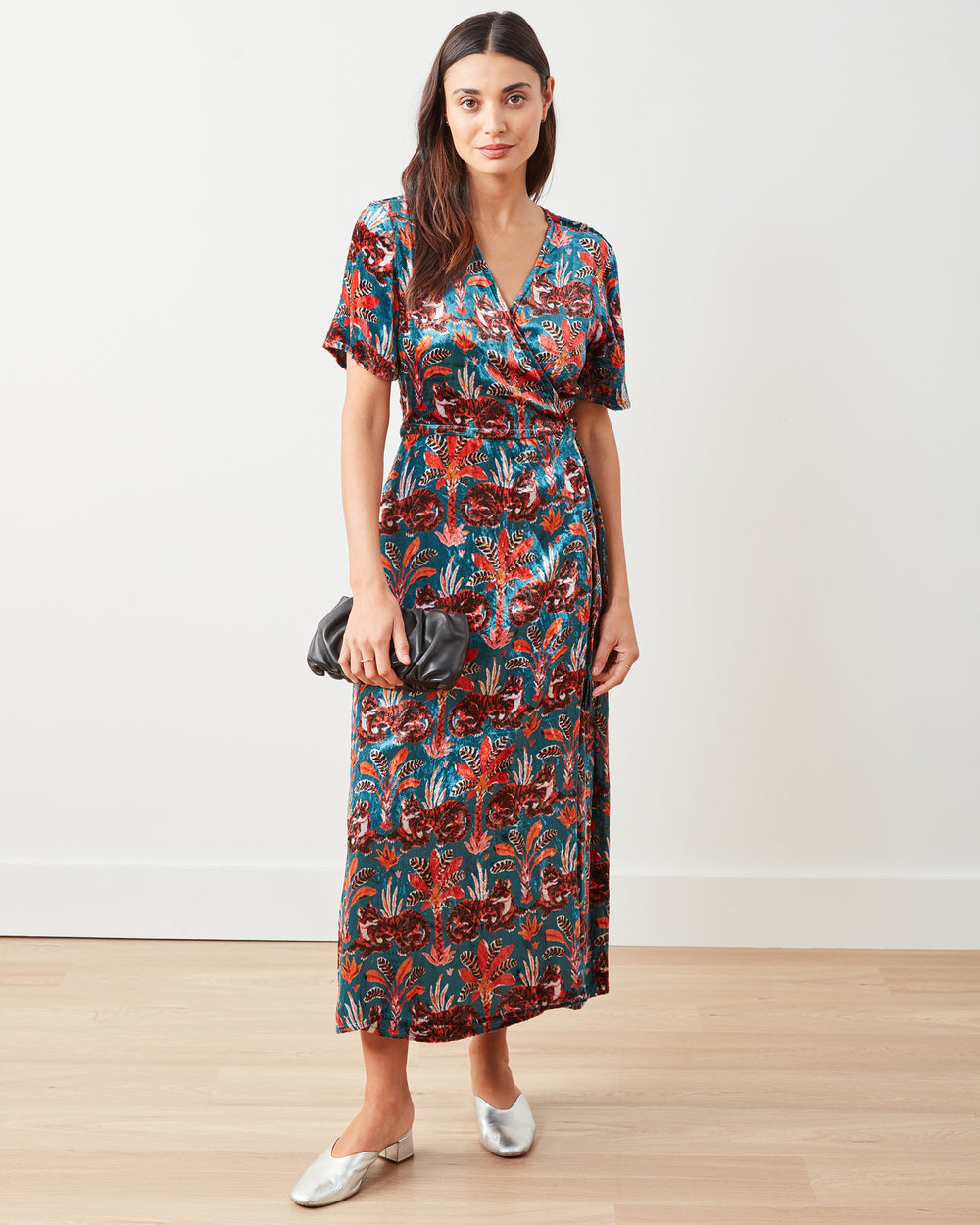 Untamed Tiger - Willow Wrap Dress - Teal Oxide - Printfresh