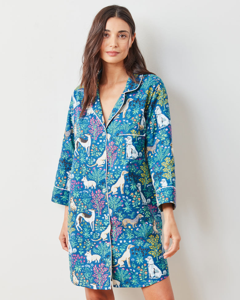 Must Love Dogs - Lightweight Flannel Sleep Shirt - Indigo - Printfresh