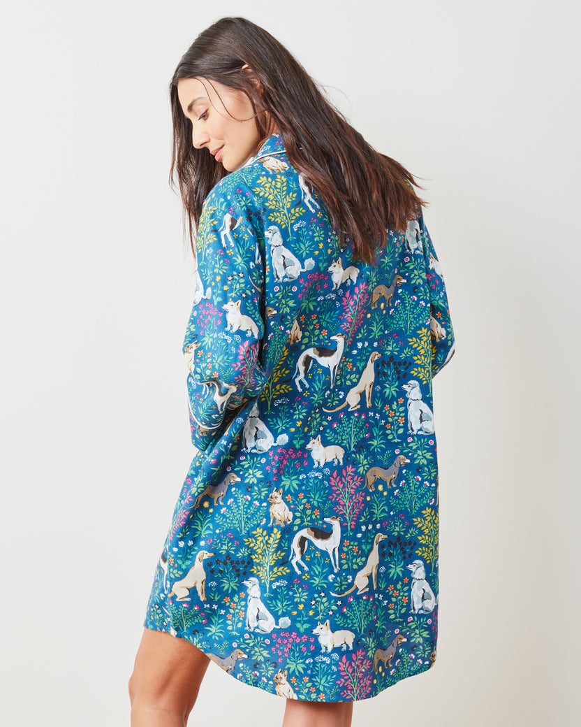 Must Love Dogs - Lightweight Flannel Sleep Shirt - Indigo - Printfresh