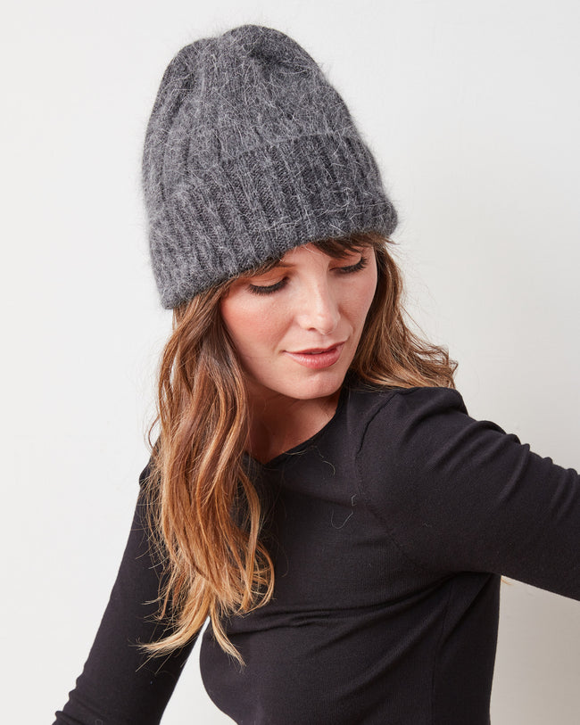 Charcoal - Super Soft Angora Beanie - Comfortarians - Printfresh