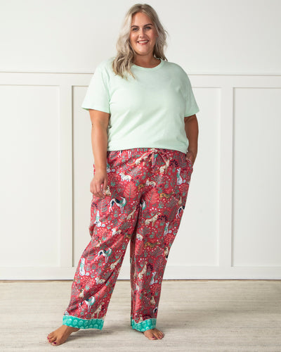 Happy Howlidays - Tall Flannel Pajama Pants - Ruby - Printfresh