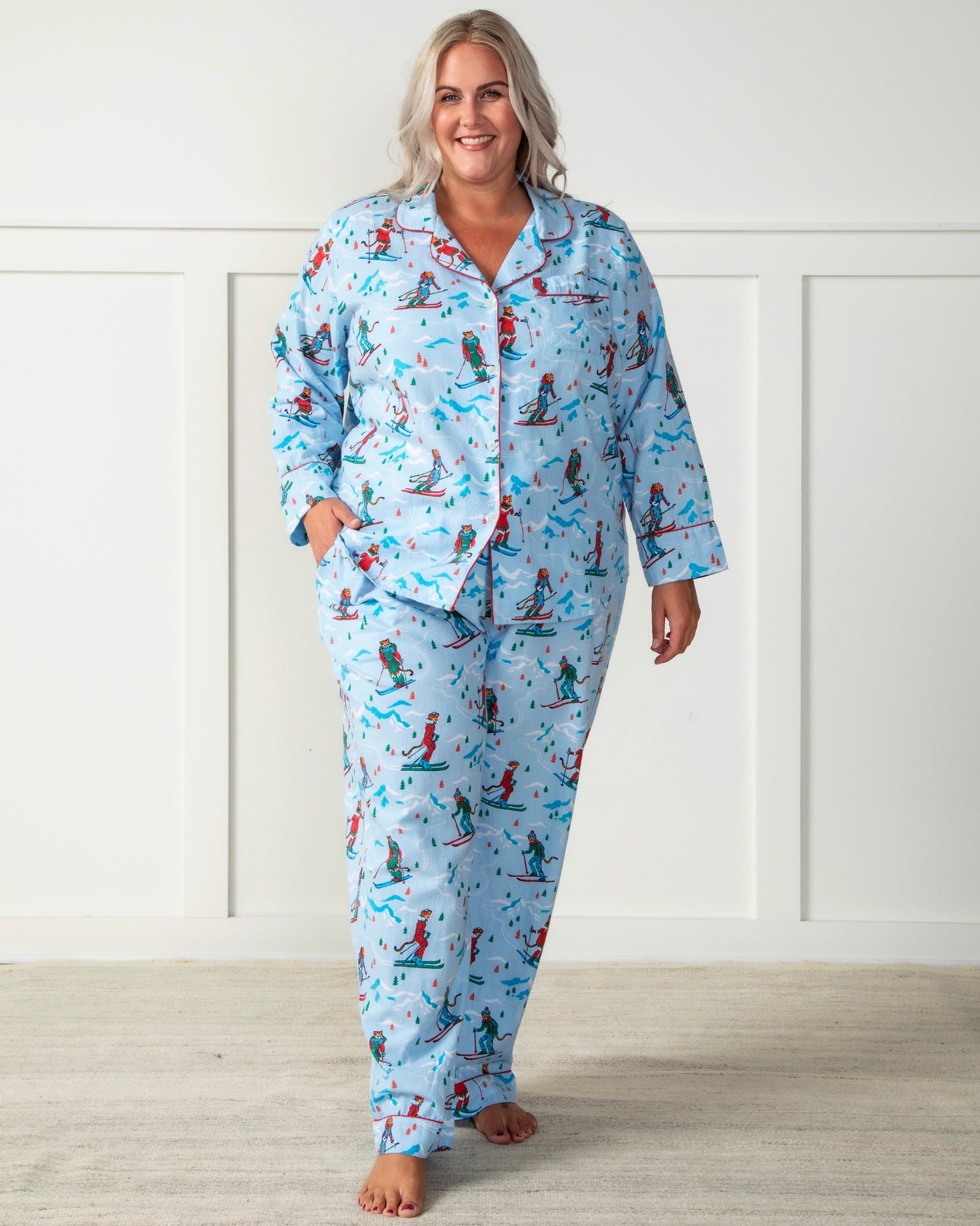 Hit the Slopes - Flannel Long Sleep Set - Frosted Lake - Printfresh