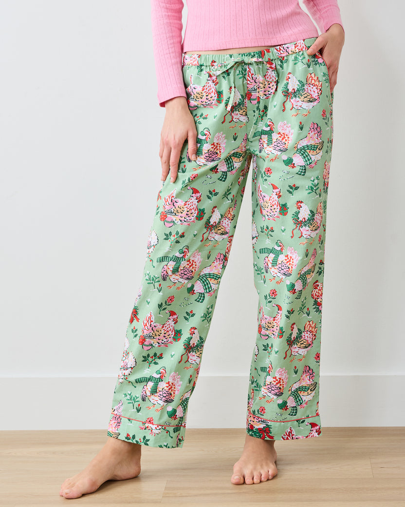 Holiday Hens - PJ Pants - Sage - Printfresh