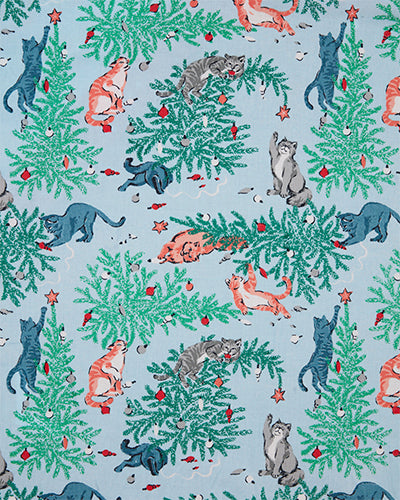 Frisky Firs - Lightweight Flannel Sleep Shirt - Twinkling Blue - Printfresh