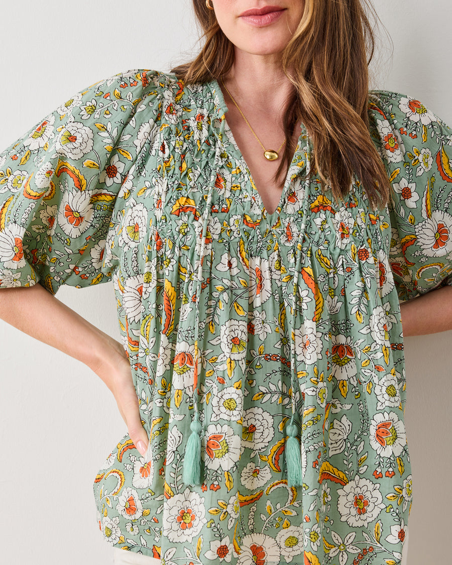 India Bloom  - Artifact Blouse - Sage - Printfresh