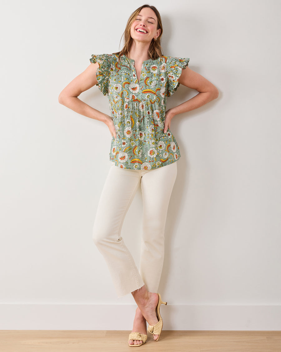 India Bloom - Royal Blouse - Sage - Printfresh