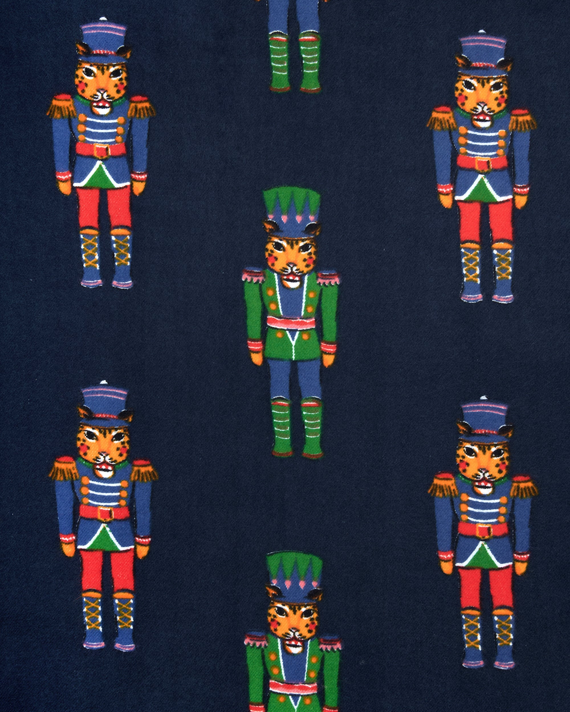 Leopard Nutcrackers - Midweight Flannel Sleep Shirt - Navy