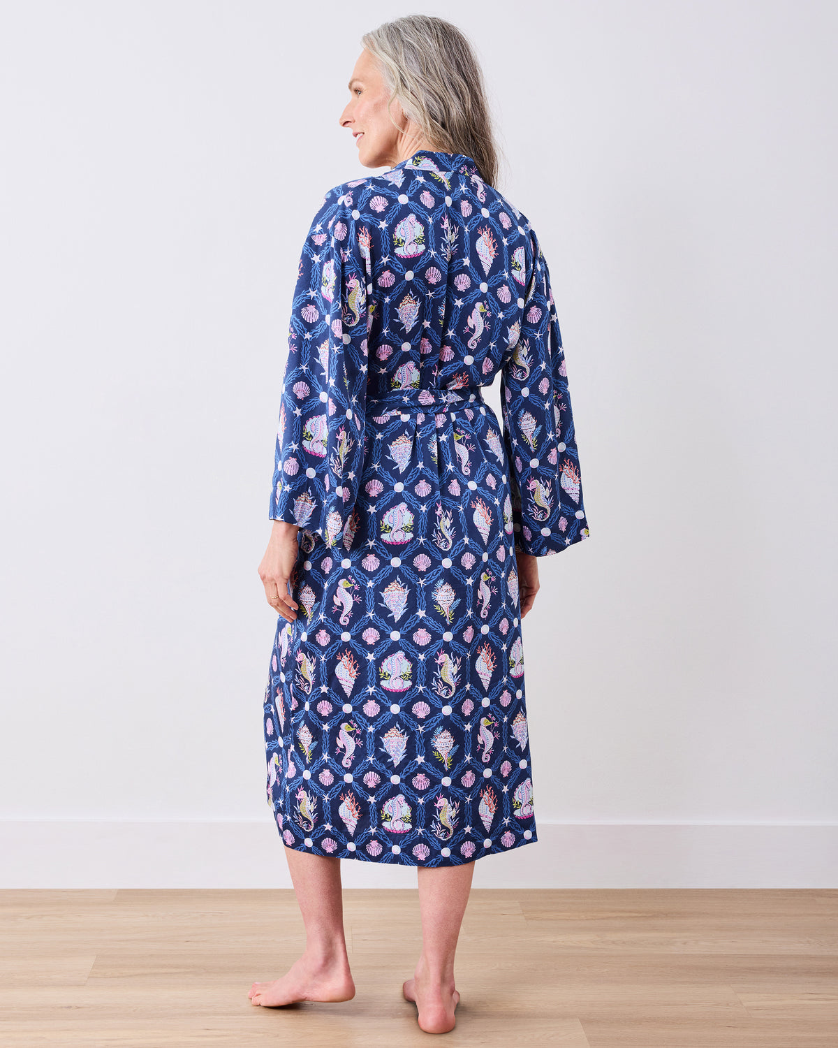 Underwater Enchantment - Eco Satin Joni Robe - Navy - Printfresh