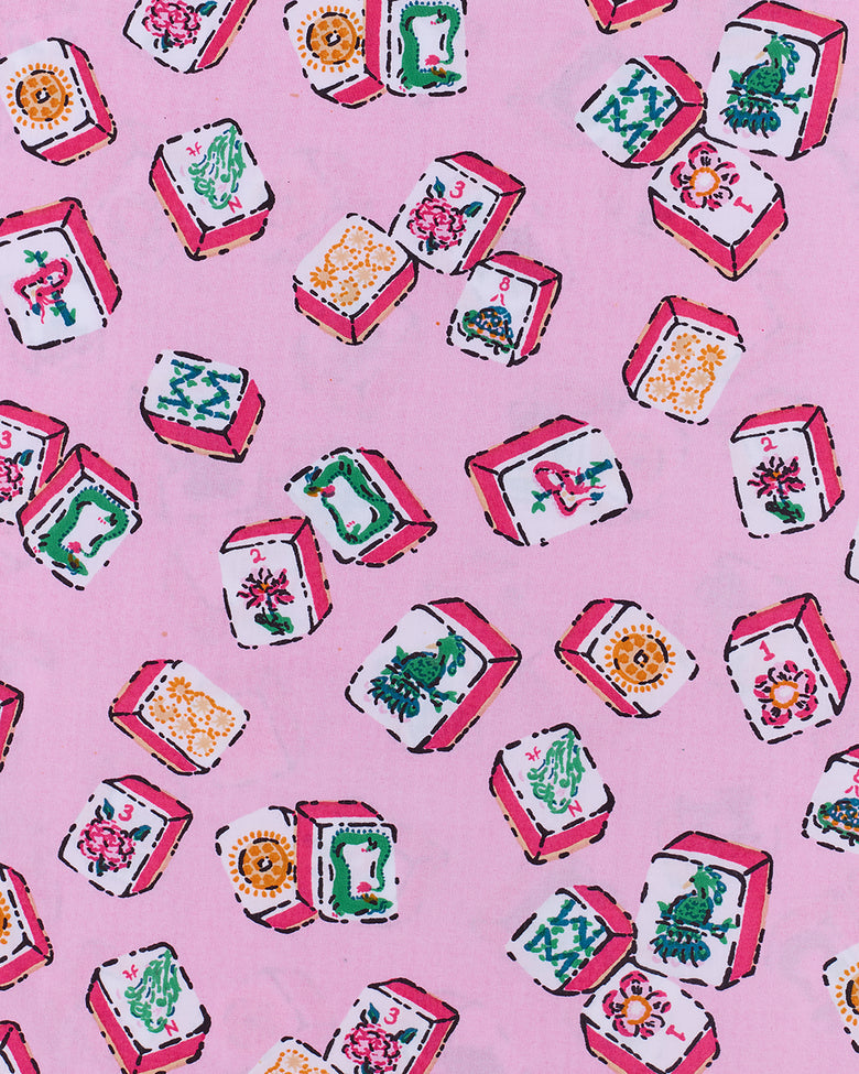 Lucky Tiles - Ruffle Cropped Pants - Peony Pink - Printfresh