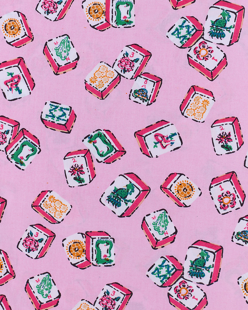 Lucky Tiles - Ruffle Cropped Pants - Peony Pink - Printfresh