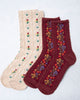 Burgundy - Romantic Floral Socks - Tiepology - Printfresh