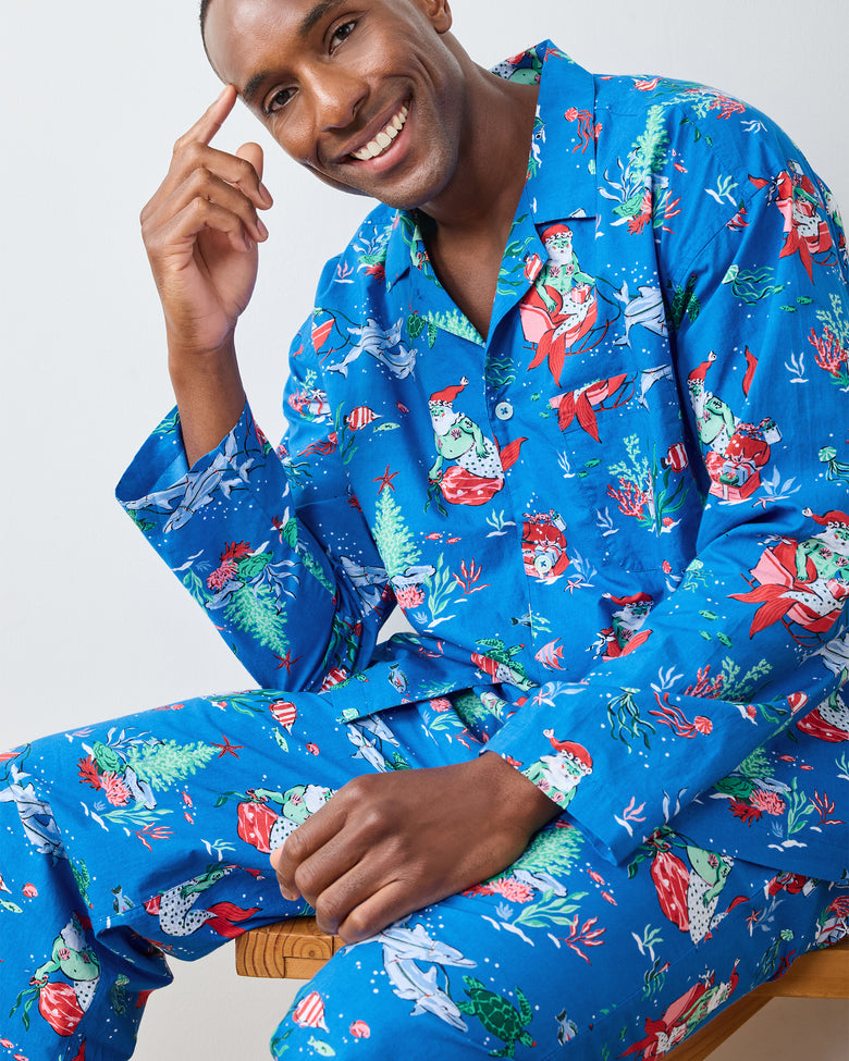 Merry Mermen - Men's Long PJ Set - Dolphin Tail - Printfresh