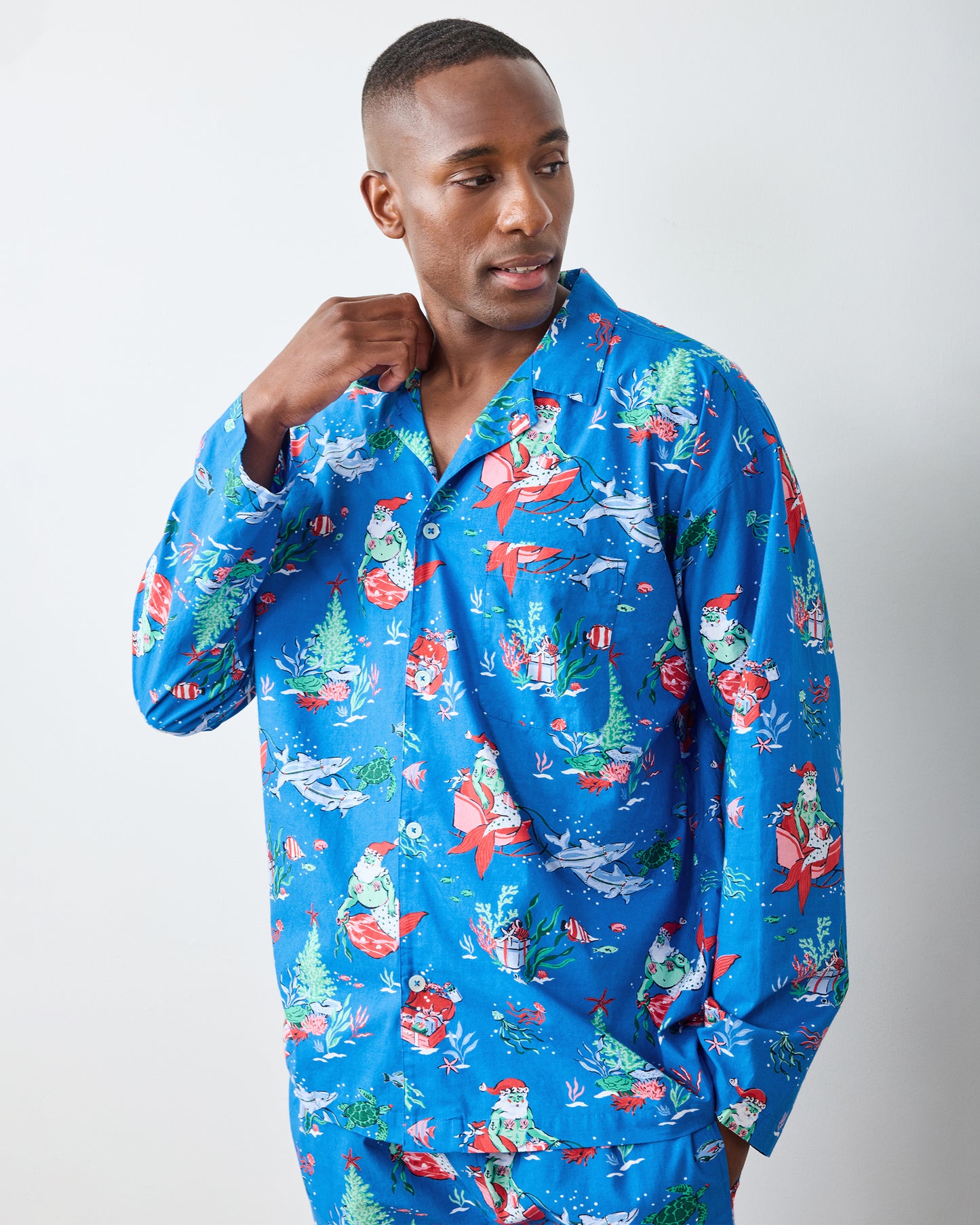 Merry Mermen - Men's Long PJ Set - Dolphin Tail - Printfresh