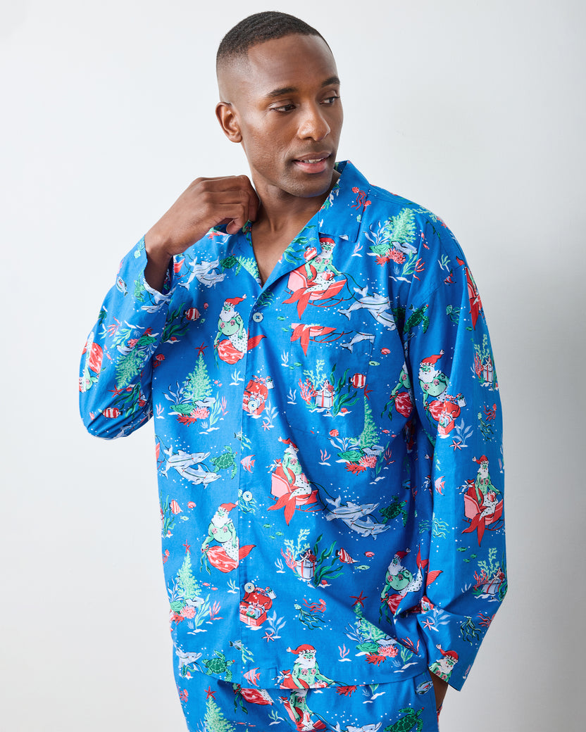 Merry Mermen - Men's Long PJ Set - Dolphin Tail - Printfresh