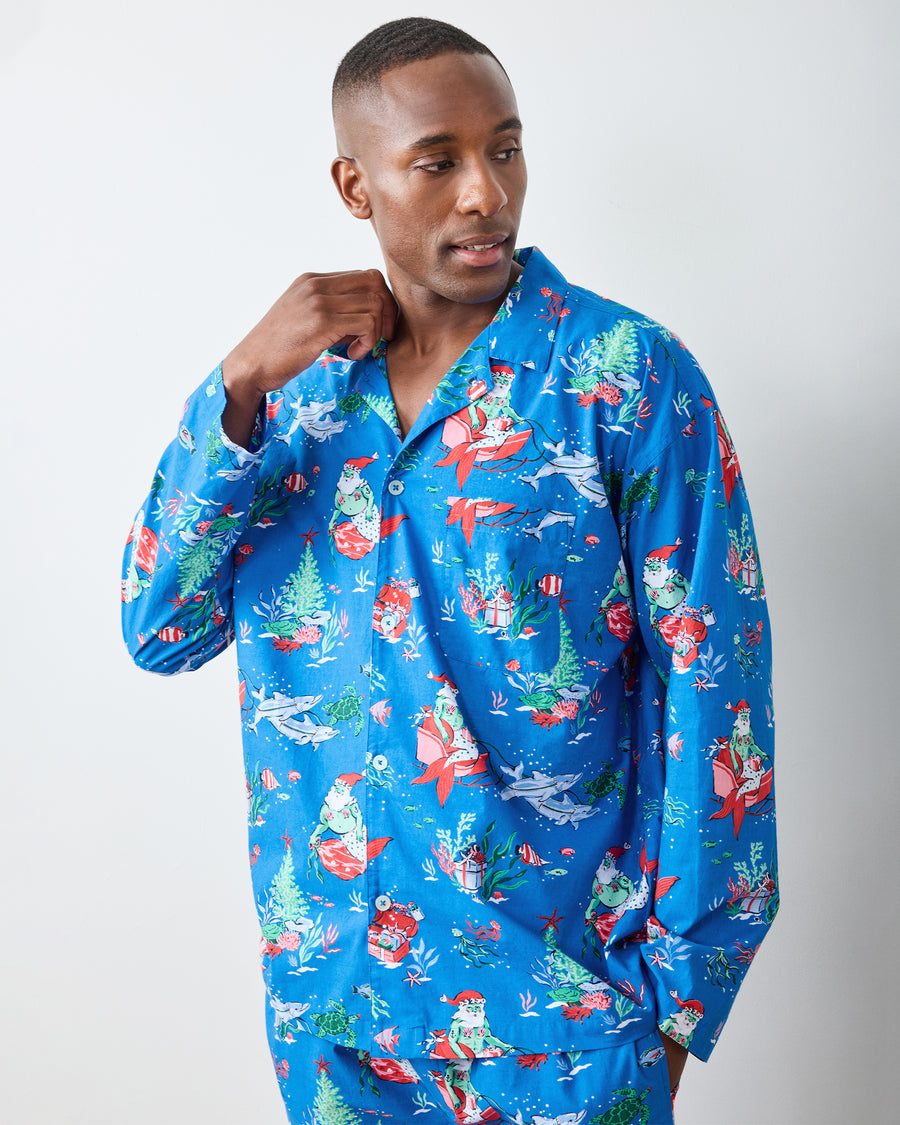 Merry Mermen - Men's Long PJ Set - Dolphin Tail - Printfresh