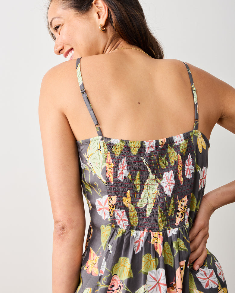 Midnight Flutter - Eco Satin Chic To Sleep Nightie - Slate - Printfresh