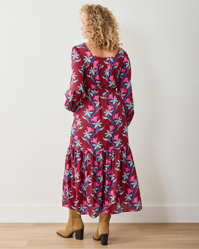 Moonflower Vine - Country Roads Dress - Barn Red - Printfresh