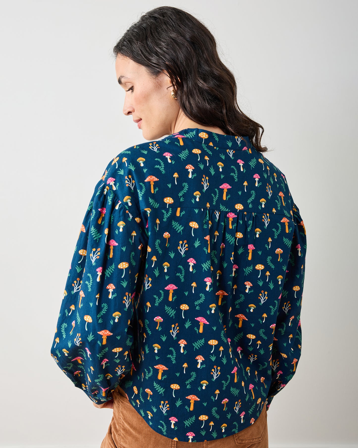 Mushroom Medley - Night Sky Blouse - Navy - Printfresh