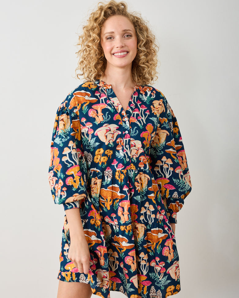 Mushroom Medley - Night Sky Dress - Navy - Printfresh