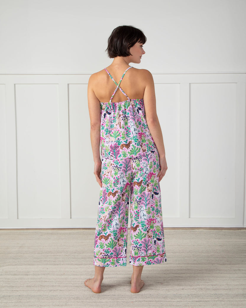 Must Love Dogs - Cami Cropped Pants Set - Pink Peony - Printfresh