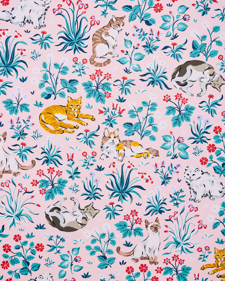 Must Love Cats - Peel & Stick Wallpaper - Pink - Printfresh