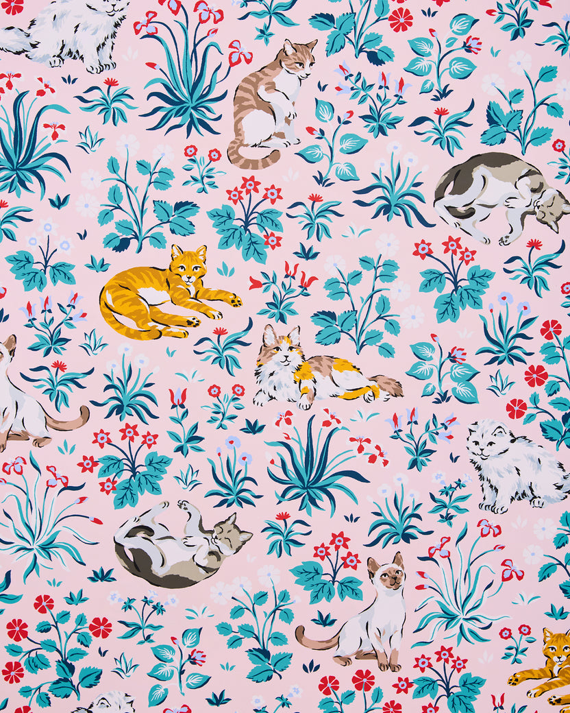 Must Love Cats - Peel & Stick Wallpaper - Pink - Printfresh
