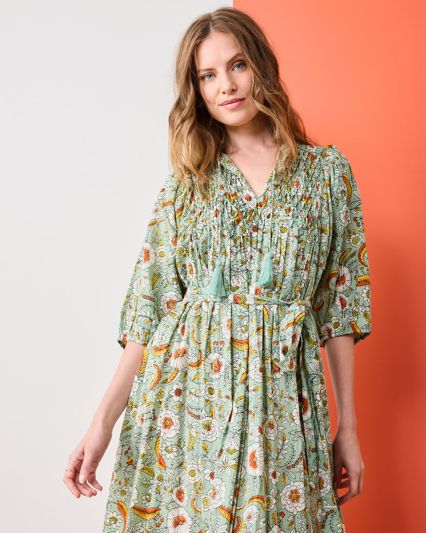 India Bloom - Artifact Dress - Sage - Printfresh
