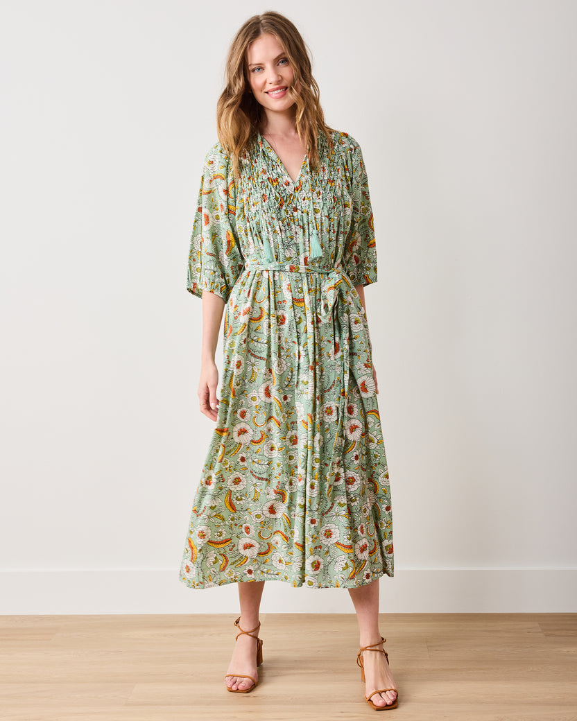 India Bloom - Artifact Dress - Sage - Printfresh