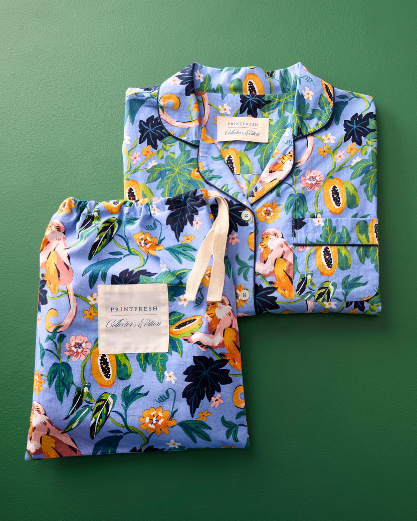 Papaya Paradise -  Short PJ Set - Periwinkle - Printfresh