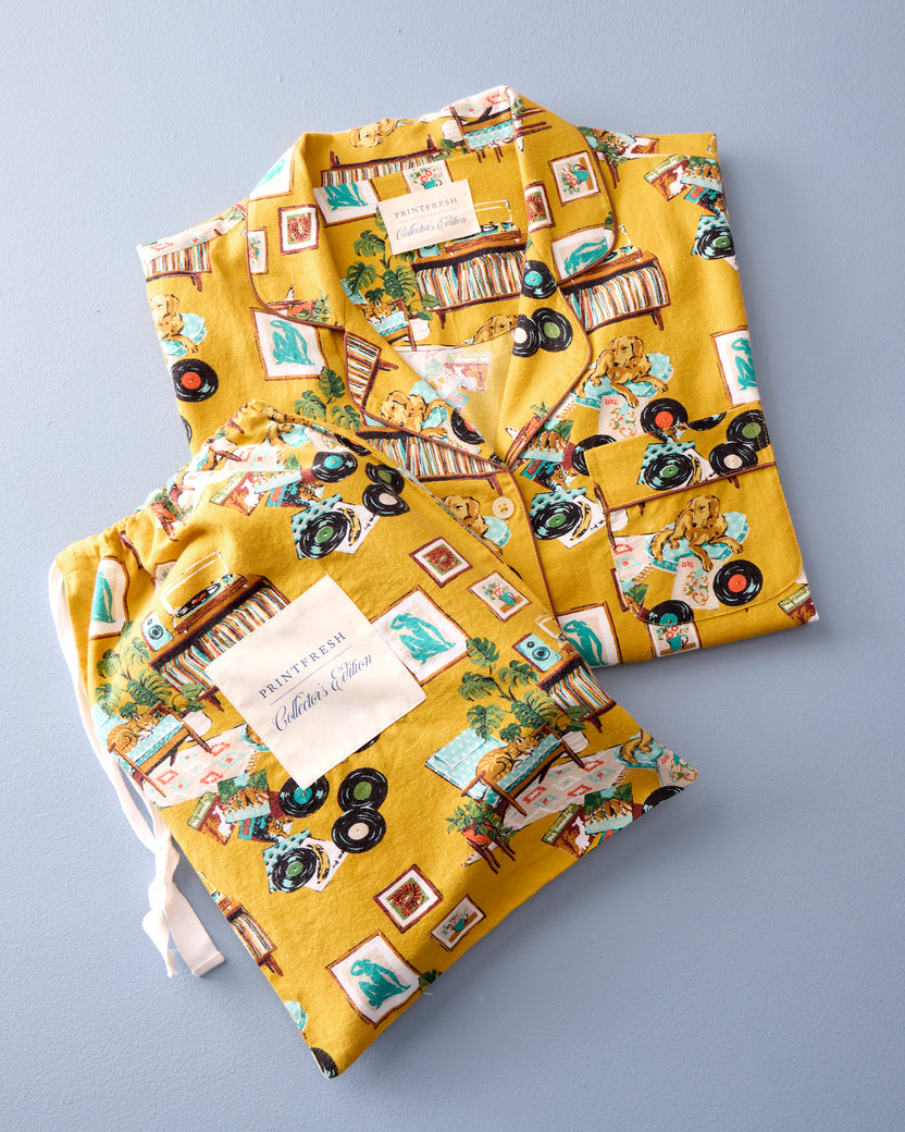 Vinyl Collector - Lightweight Flannel Long PJ Set - Yellow Submarine - Printfresh