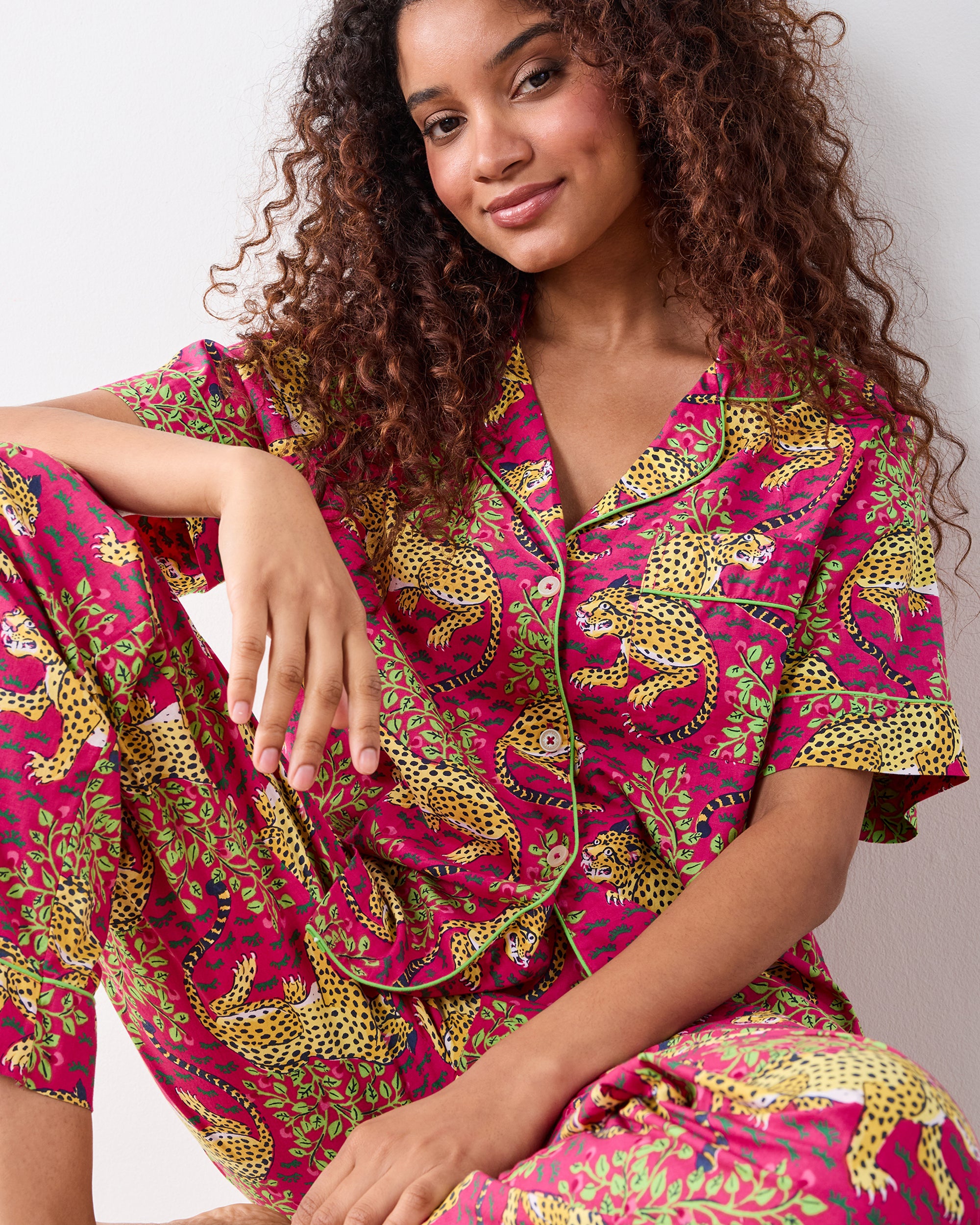 バクネDry Short Sleeve、Dry Long Pants Bagheera Short Sleep Top Long Pants Set Hot Pink – Printfresh