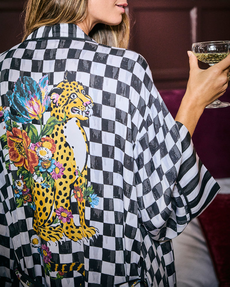 Courtly Check Bagheera - Eco Satin Robe - Floral