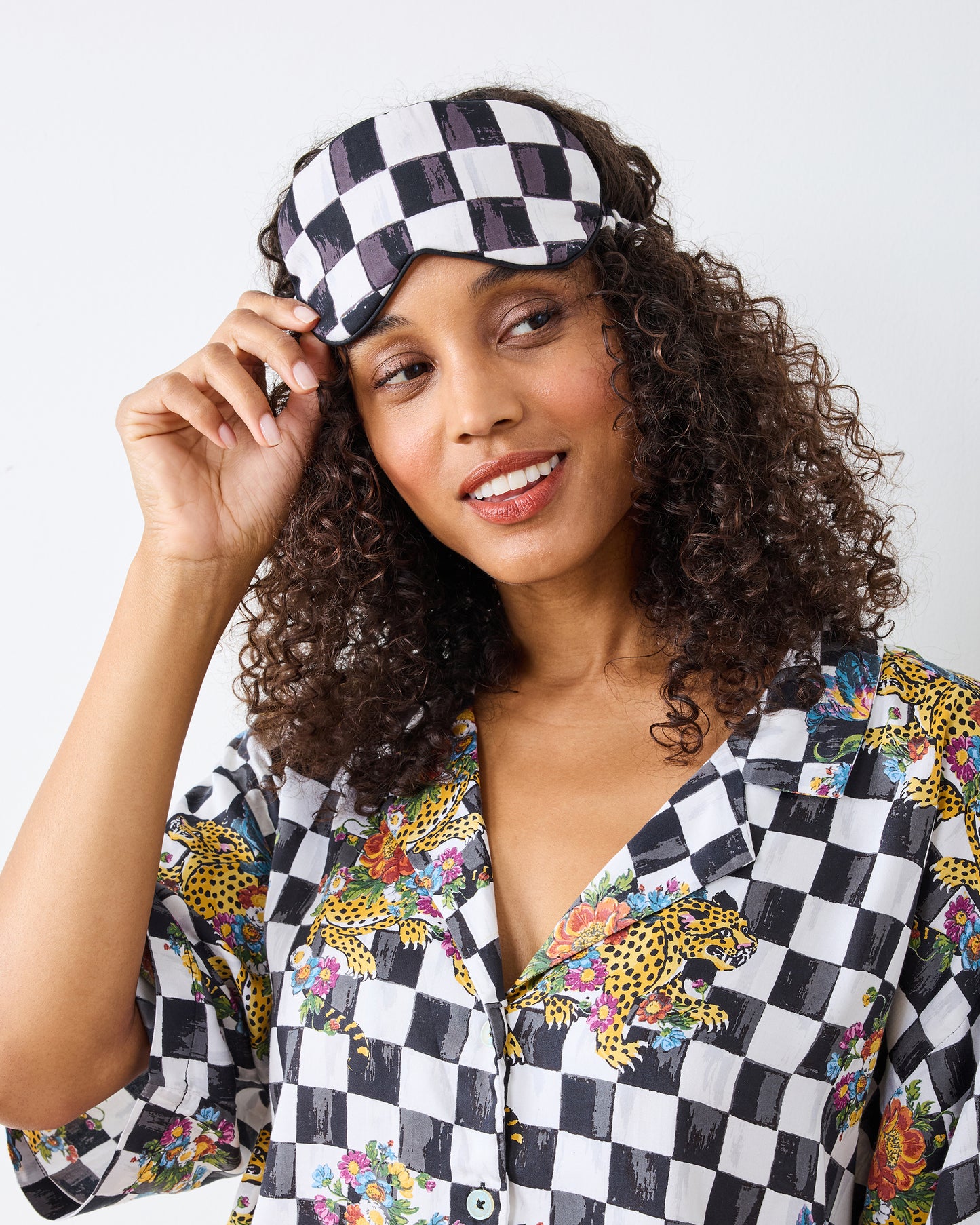 Courtly Check Bagheera - Eco Satin Eye Mask - Floral - Printfresh